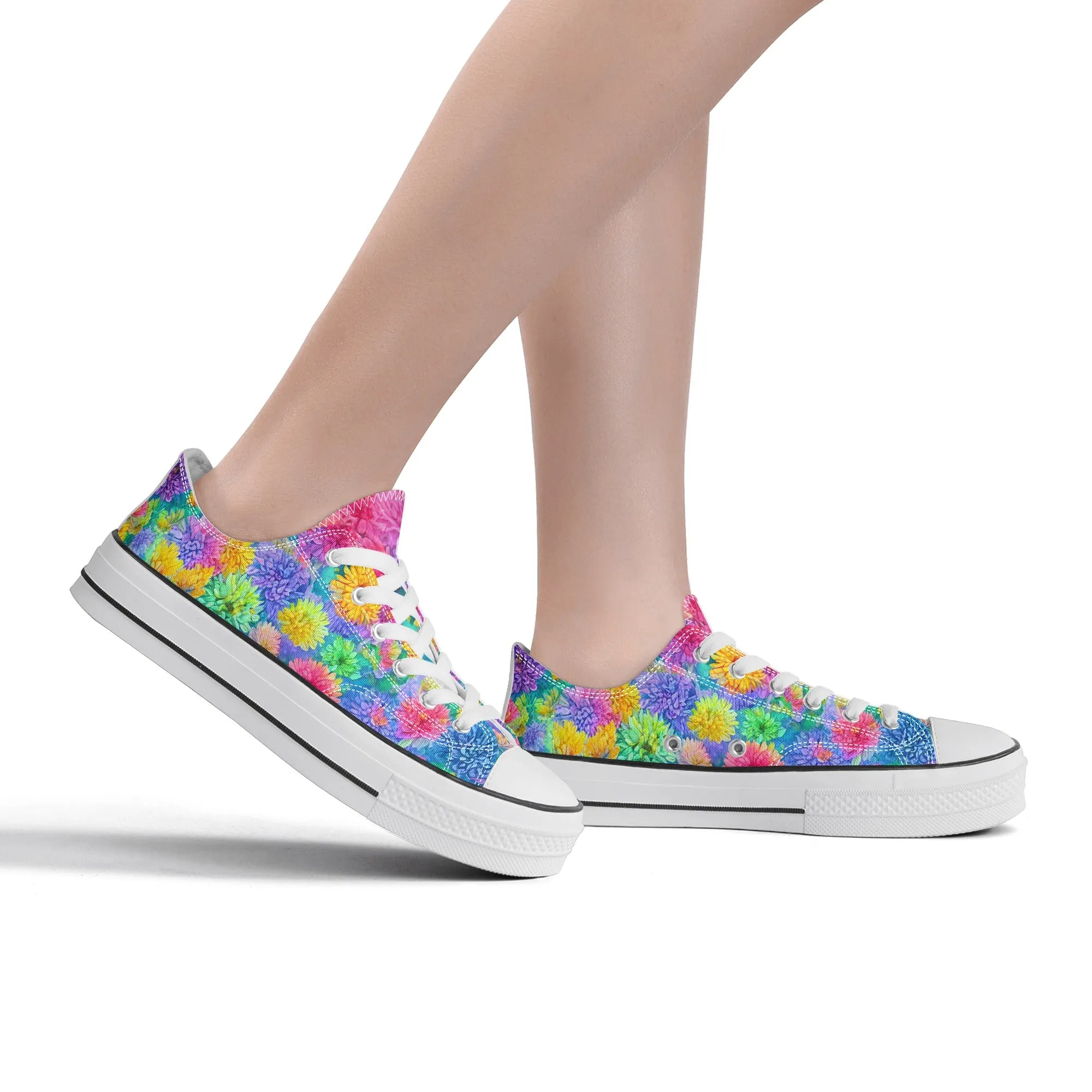 Flowers Womens Low Top Shoes, Garden Classic Canvas Converse Sneakers.