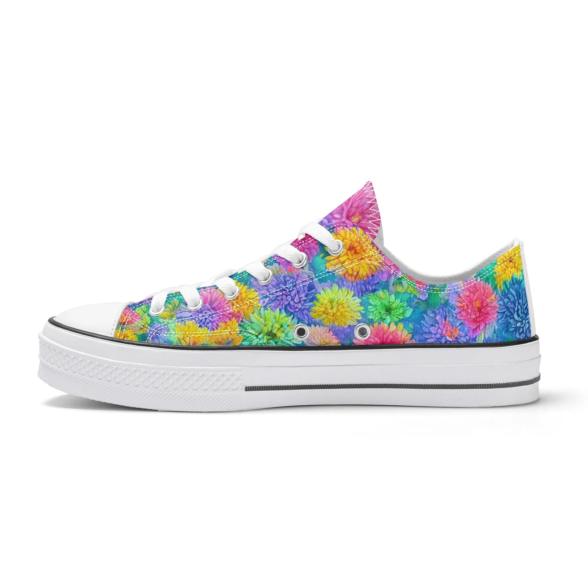 Flowers Womens Low Top Shoes, Garden Classic Canvas Converse Sneakers.