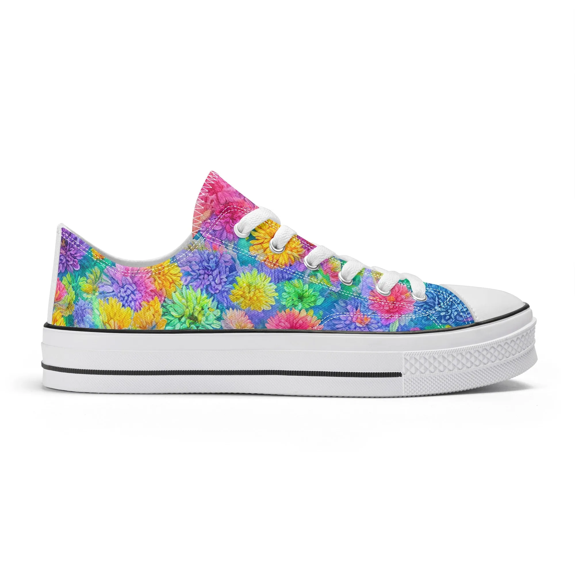 Flowers Womens Low Top Shoes, Garden Classic Canvas Converse Sneakers.