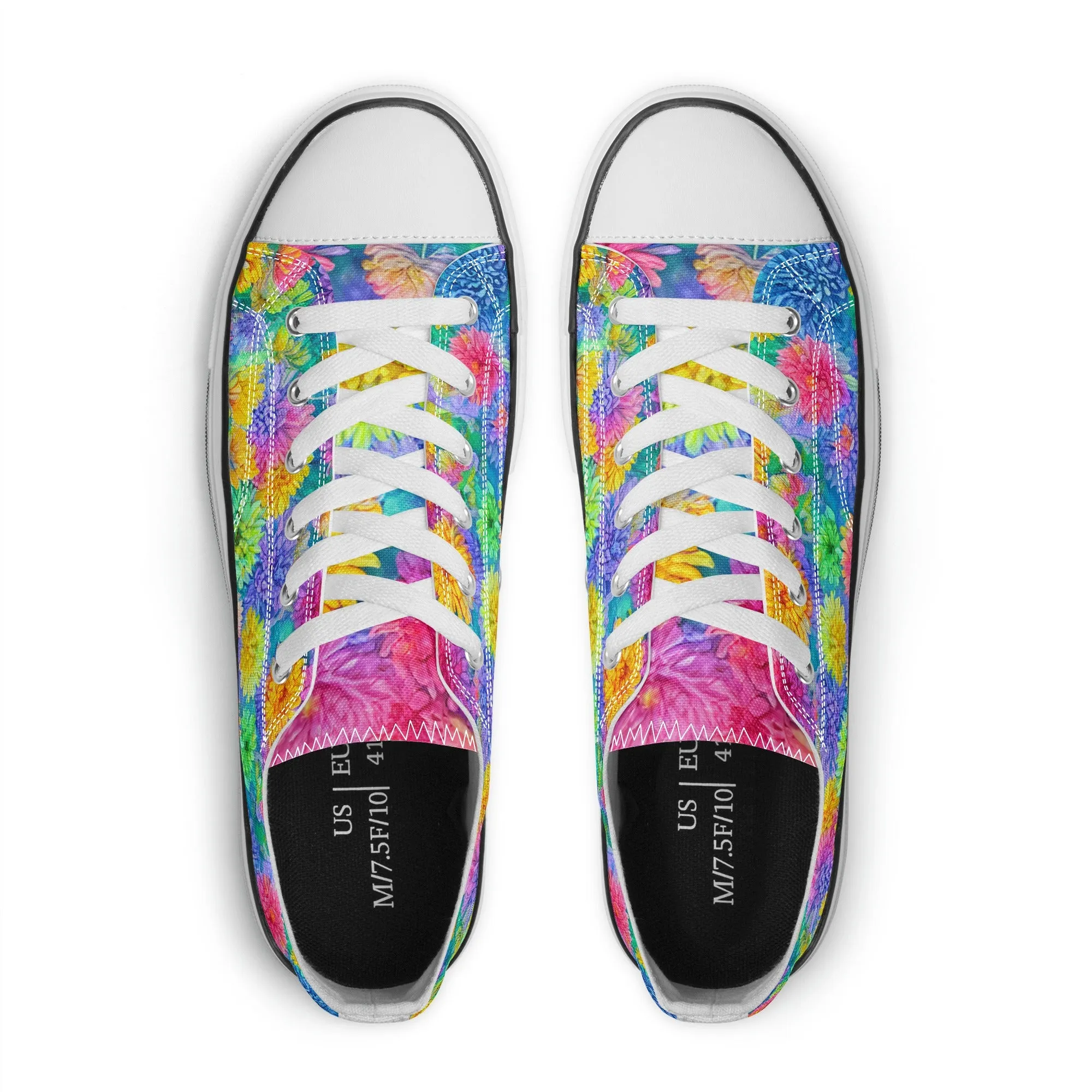 Flowers Womens Low Top Shoes, Garden Classic Canvas Converse Sneakers.