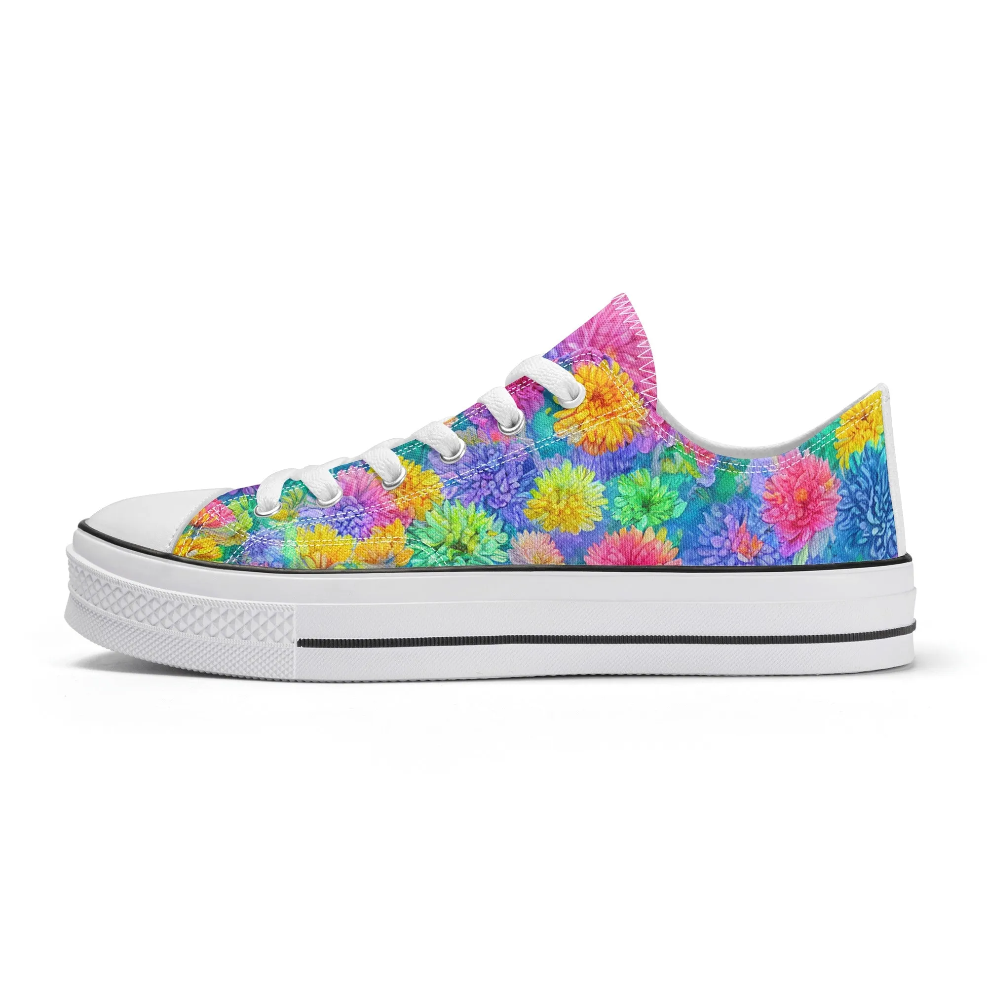 Flowers Womens Low Top Shoes, Garden Classic Canvas Converse Sneakers.