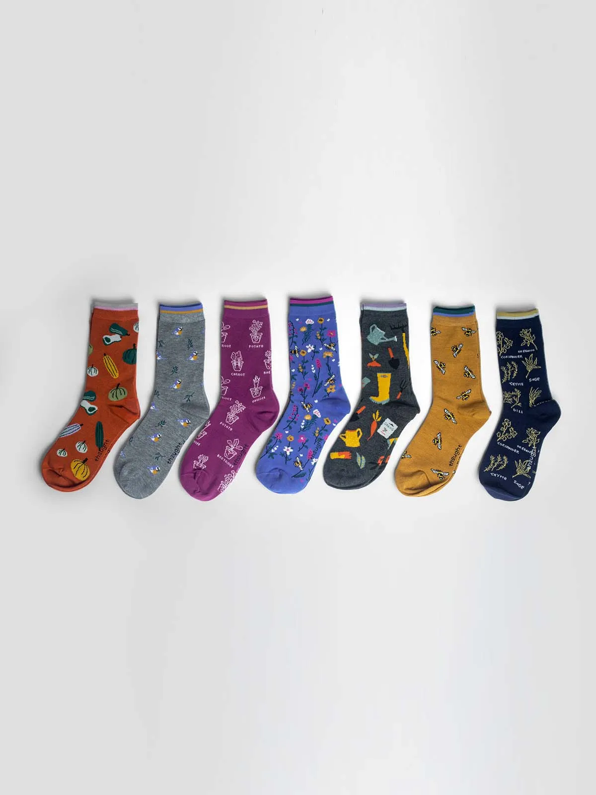 Ginney Patterned Bamboo 7 Pack Sock Gift Box - Multi