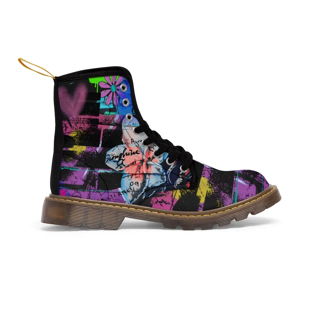 Graffiti Flower Women's Canvas Boots