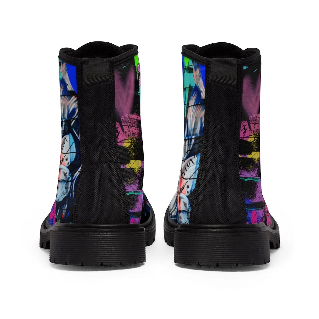 Graffiti Flower Women's Canvas Boots