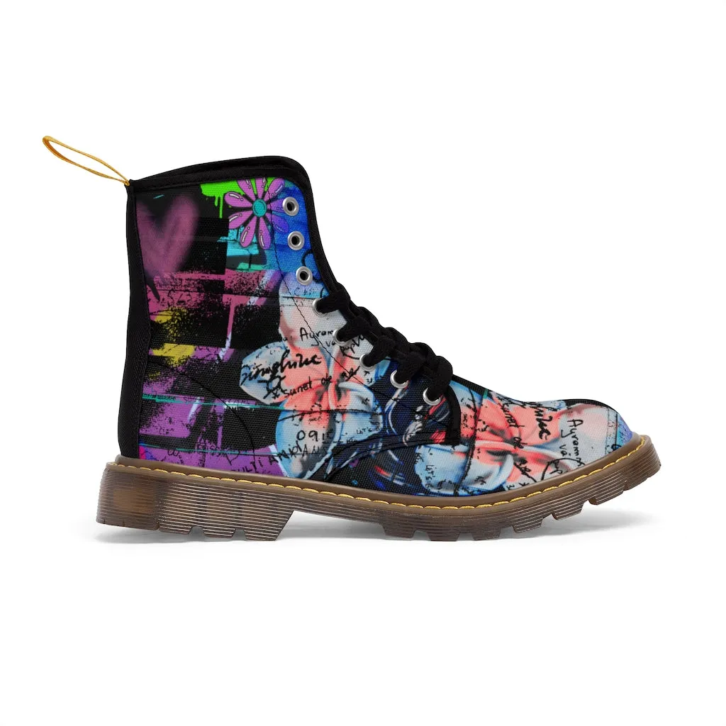 Graffiti Flower Women's Canvas Boots