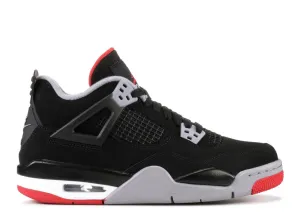 Youth Air Jordan 4 Retro Bred (2019) - Classic Black/Red Sneakers (Style 408452-060)