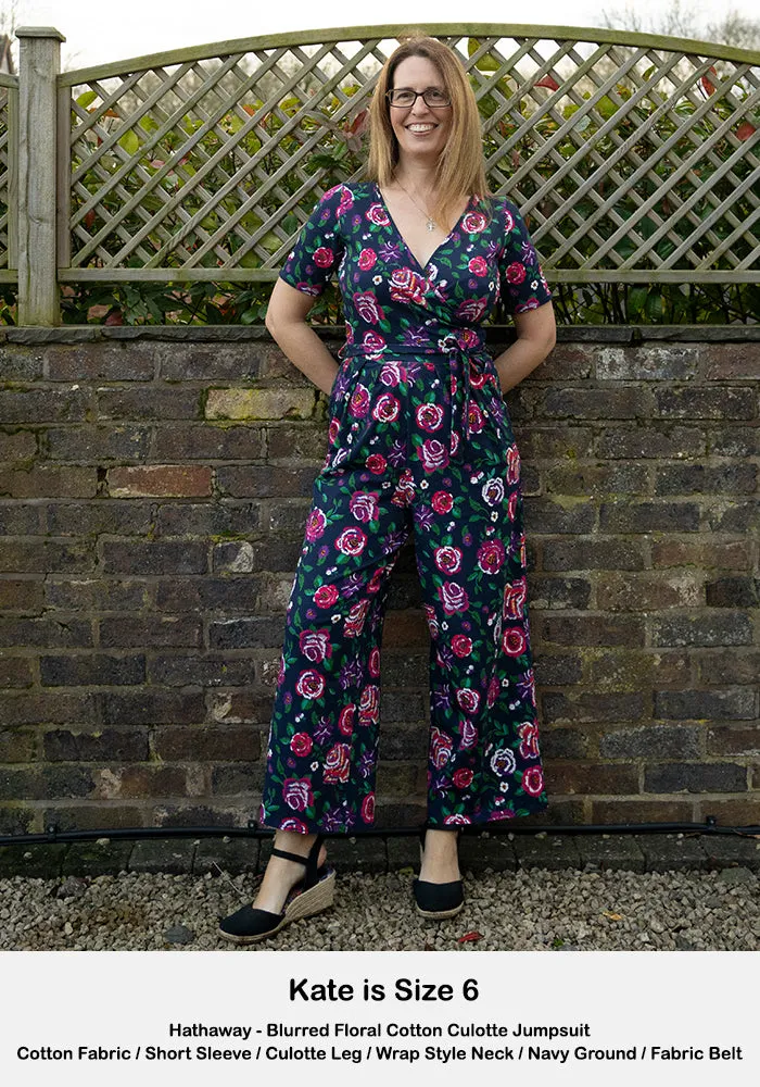 Hathaway Blurred Floral Print Cotton Culotte Leg Jumpsuit