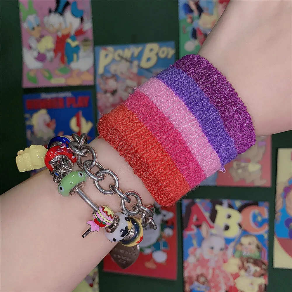 JAPANESE HARAJUKU INS RAINBOW STRIPE WRIST BAND BY77732