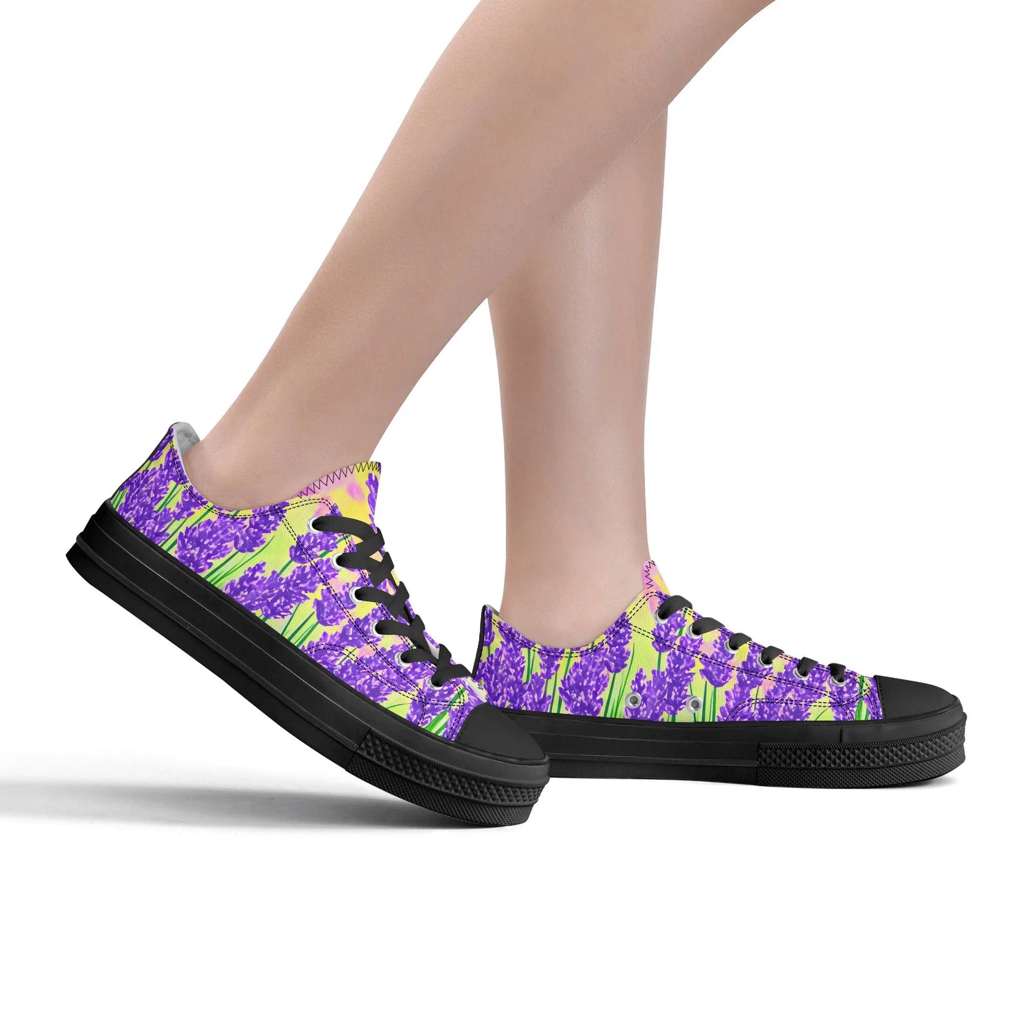 Lavender Womens Low Top Shoes, Garden Classic Canvas Converse Sneakers.