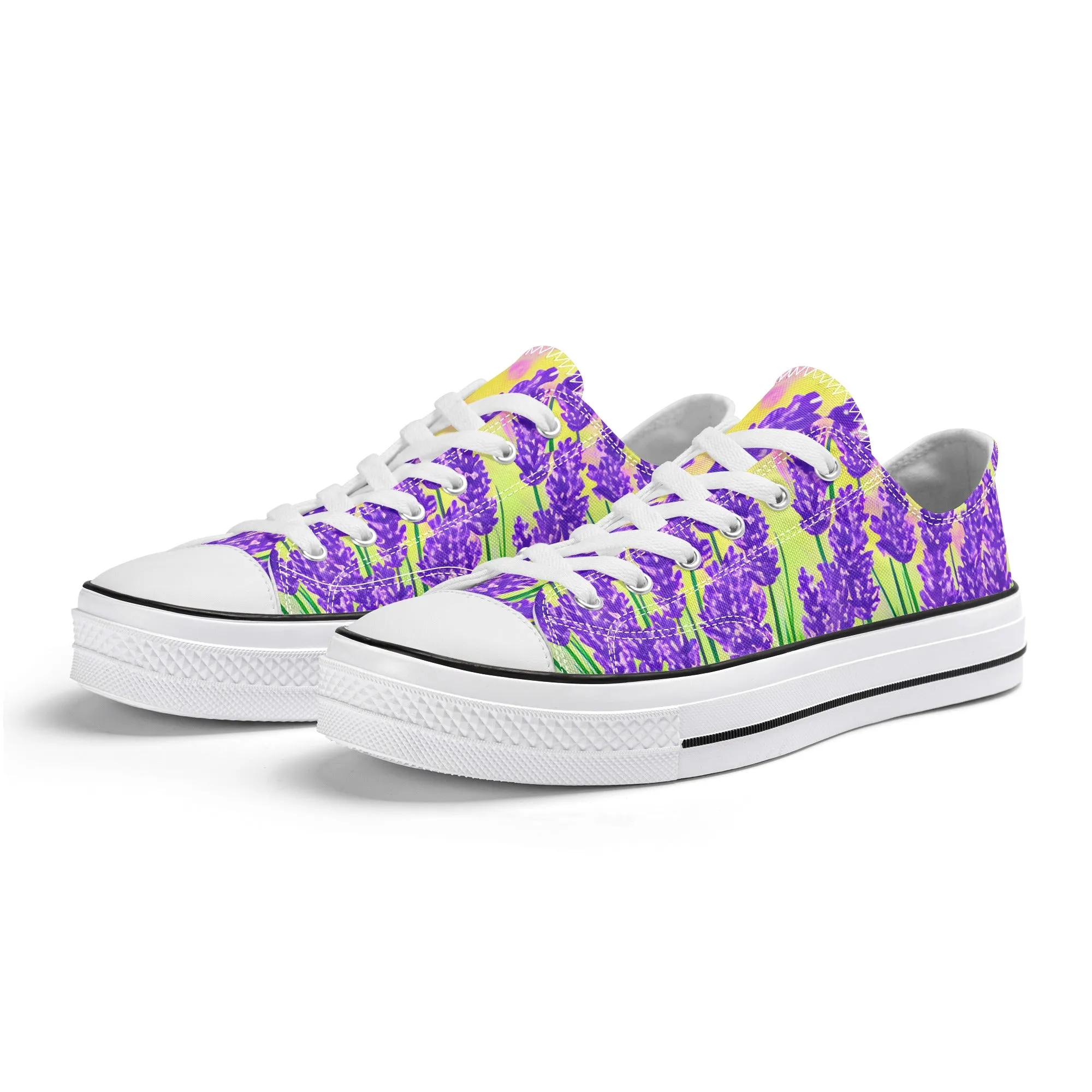 Lavender Womens Low Top Shoes, Garden Classic Canvas Converse Sneakers.