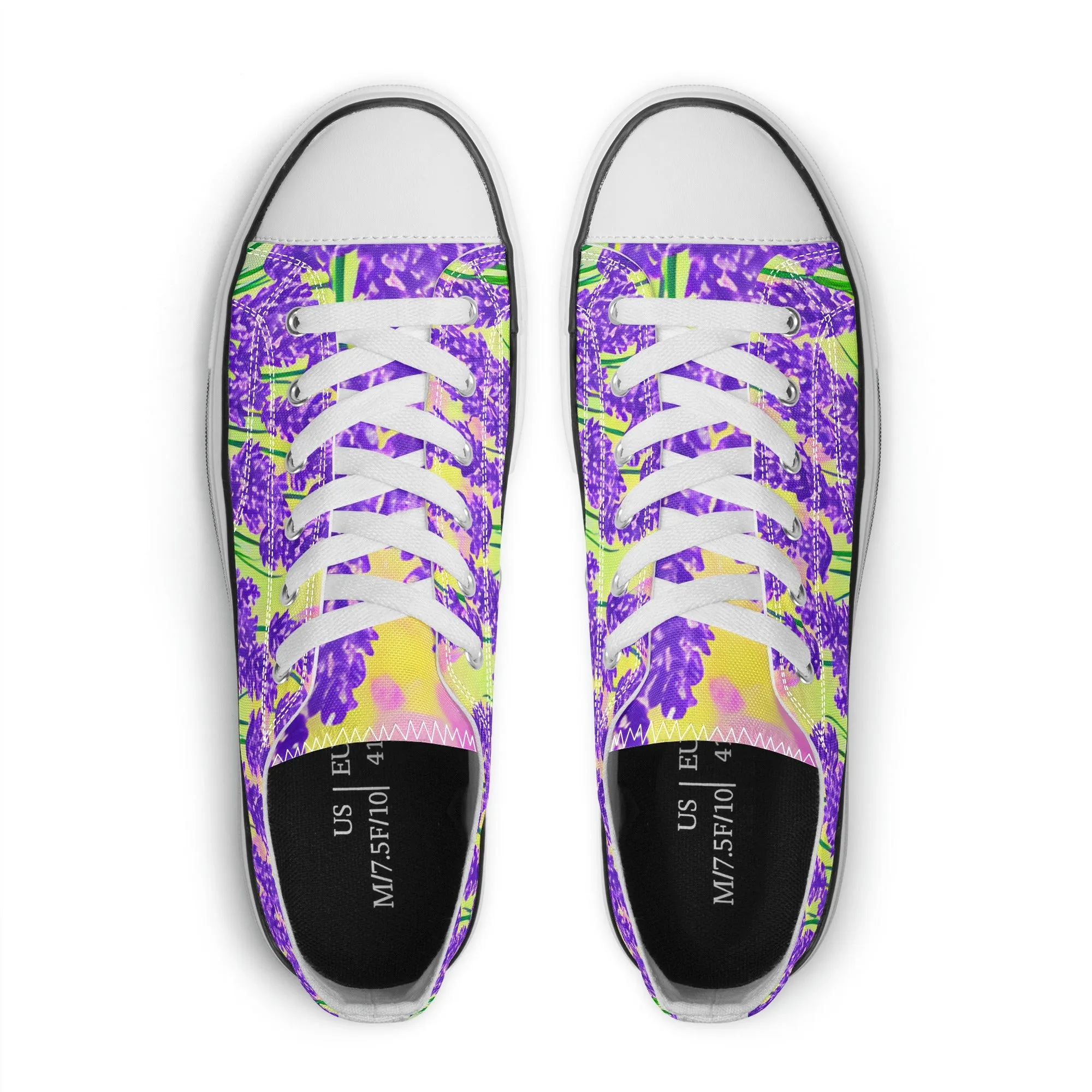 Lavender Womens Low Top Shoes, Garden Classic Canvas Converse Sneakers.