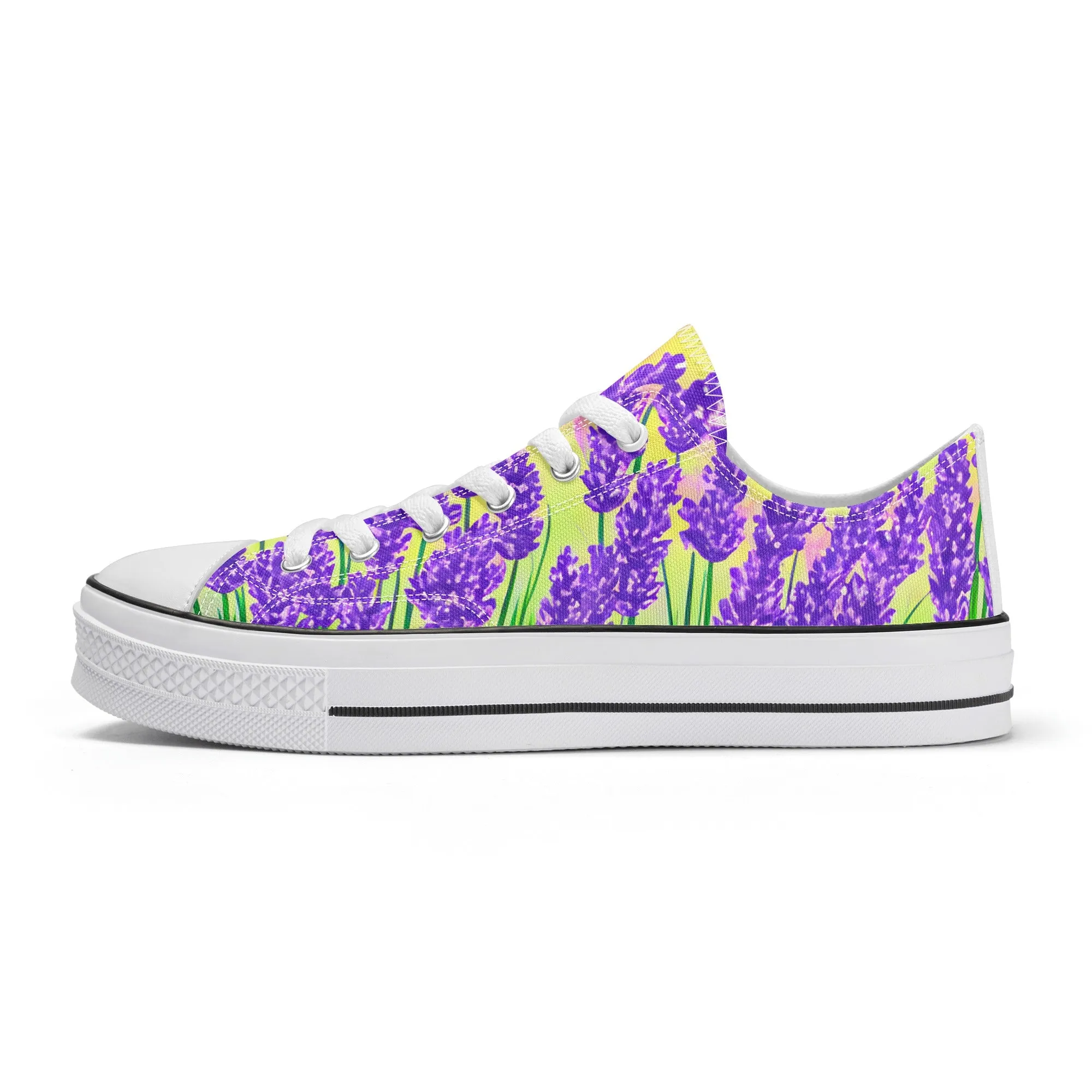 Lavender Womens Low Top Shoes, Garden Classic Canvas Converse Sneakers.