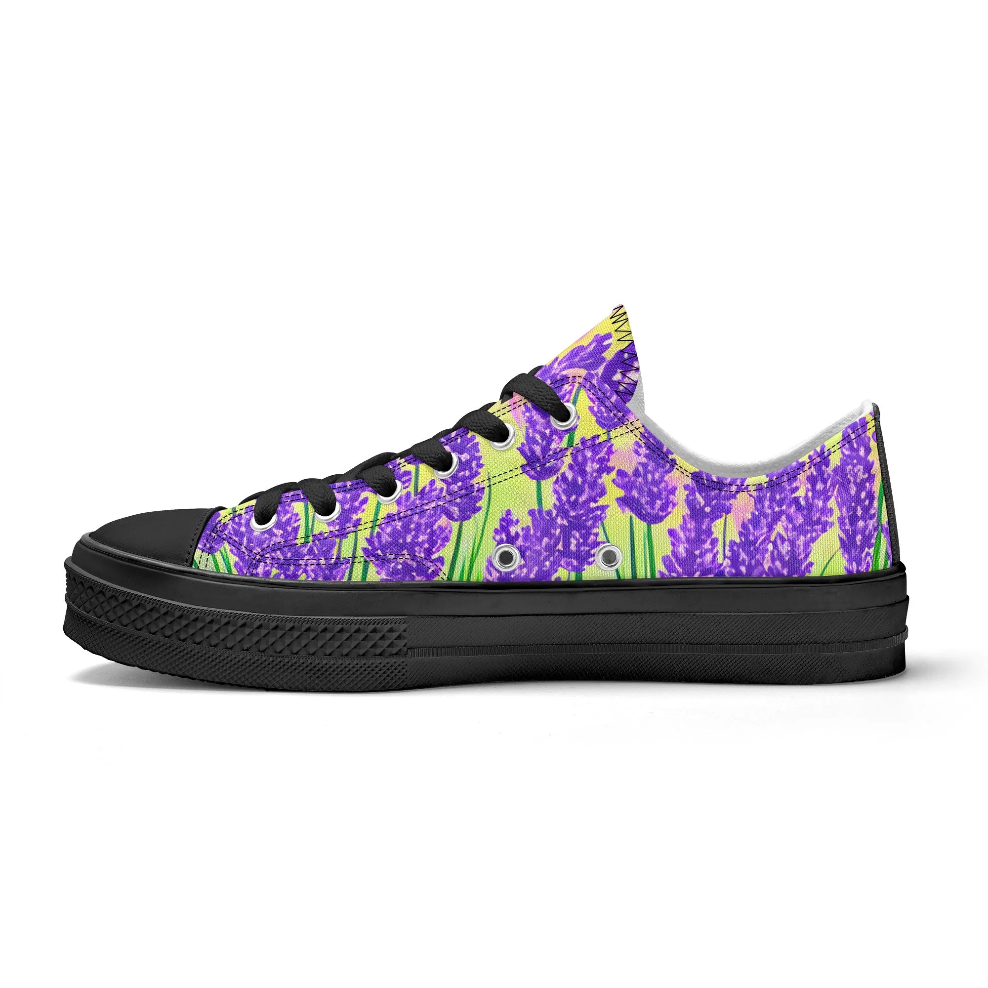 Lavender Womens Low Top Shoes, Garden Classic Canvas Converse Sneakers.