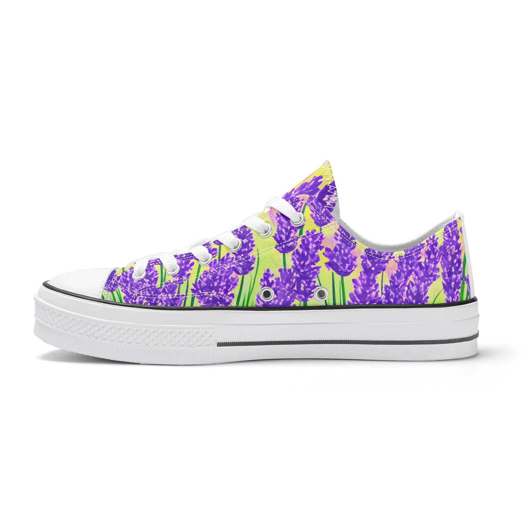 Lavender Womens Low Top Shoes, Garden Classic Canvas Converse Sneakers.