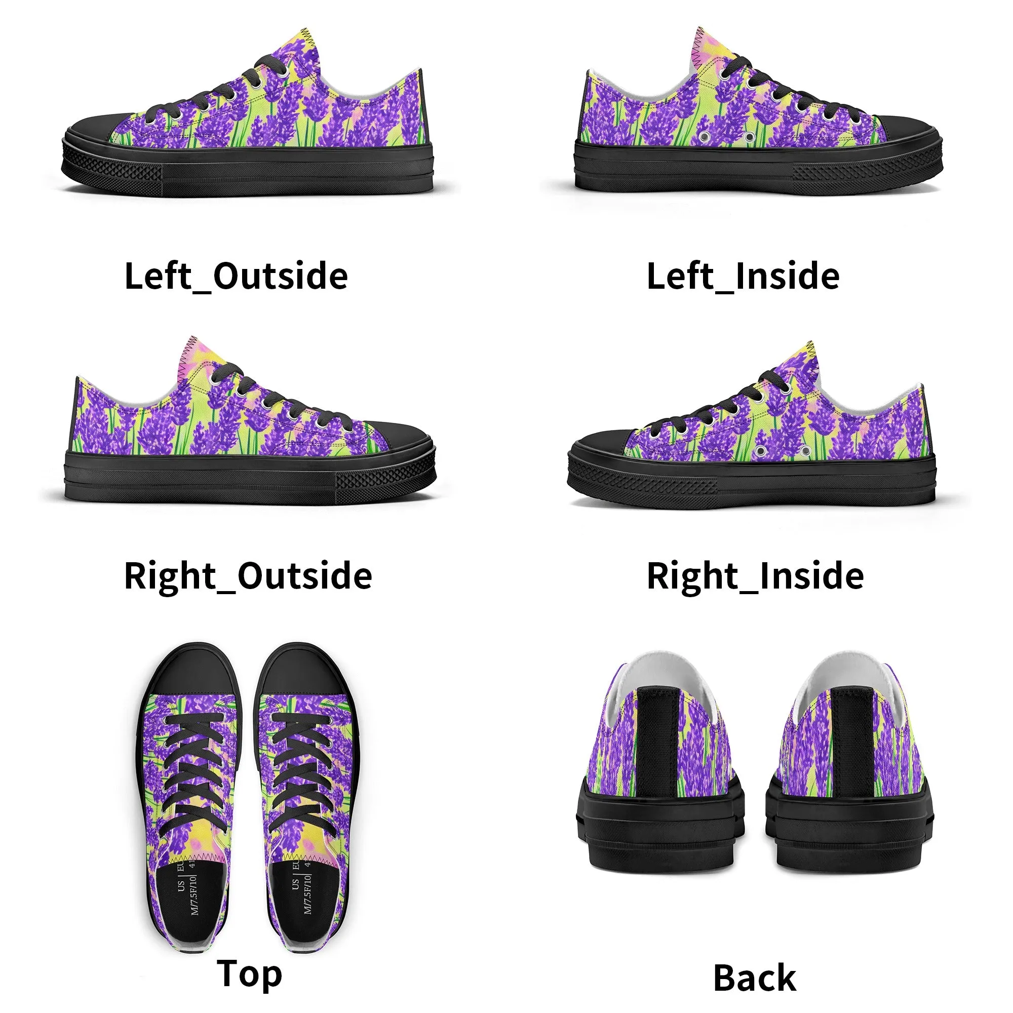 Lavender Womens Low Top Shoes, Garden Classic Canvas Converse Sneakers.