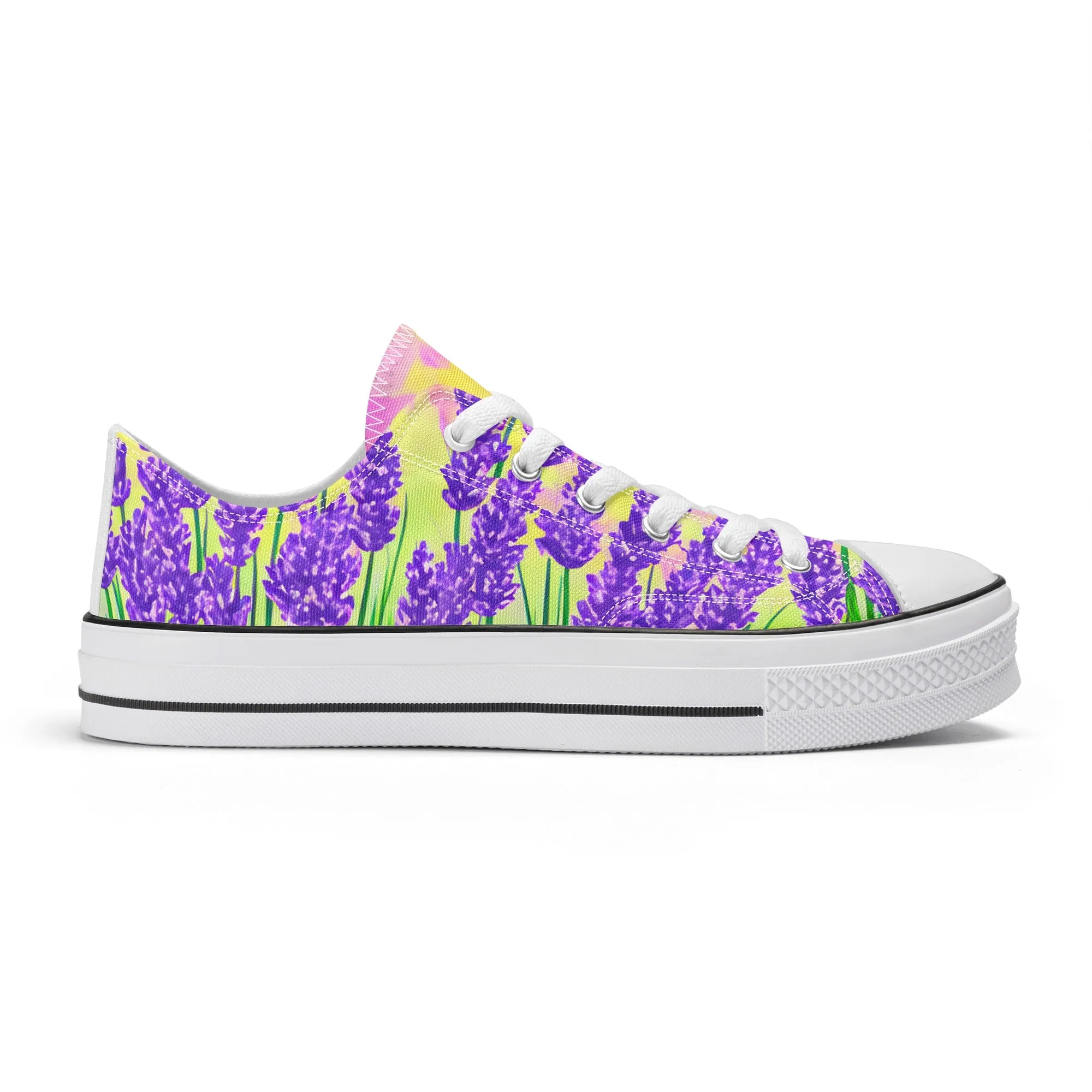 Lavender Womens Low Top Shoes, Garden Classic Canvas Converse Sneakers.