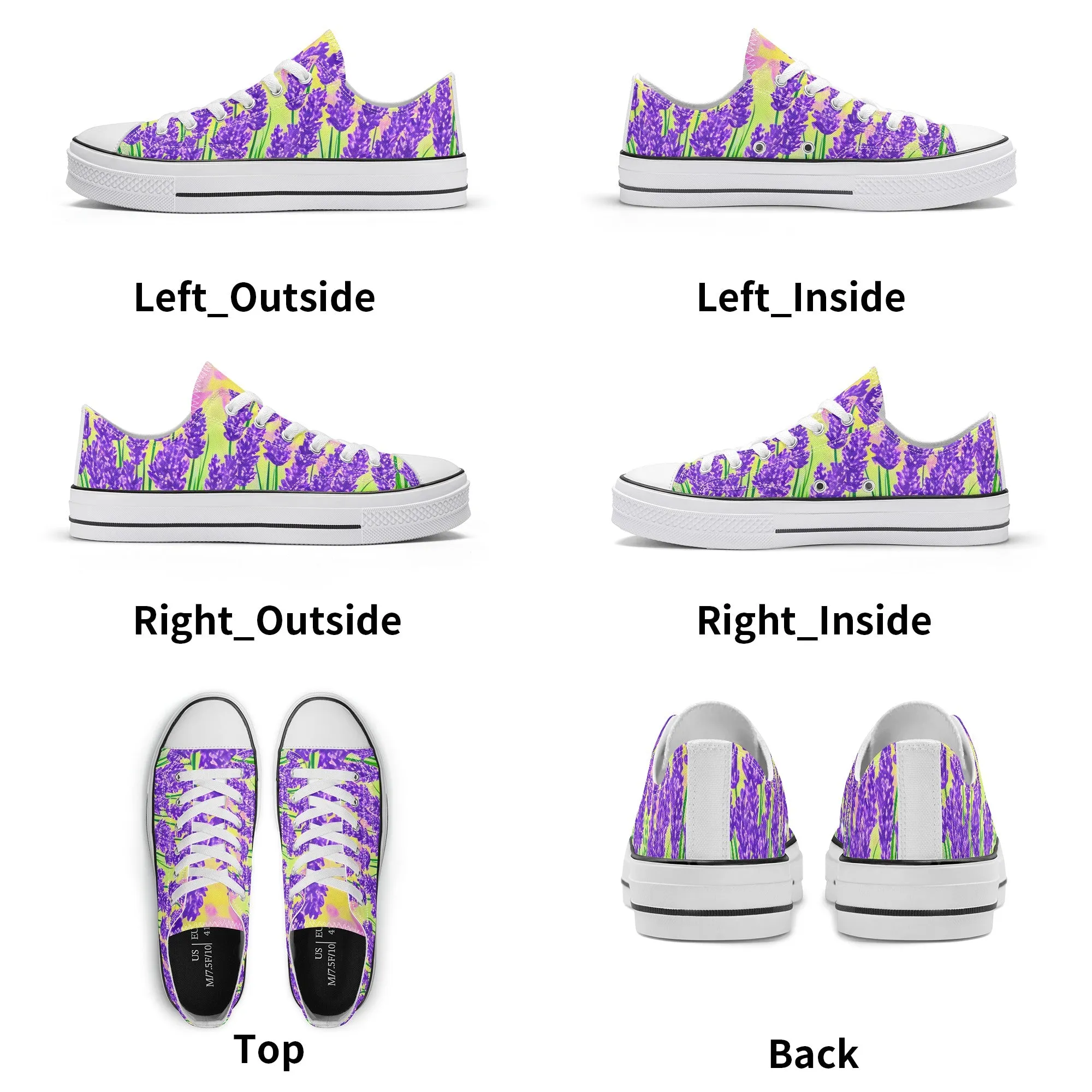 Lavender Womens Low Top Shoes, Garden Classic Canvas Converse Sneakers.