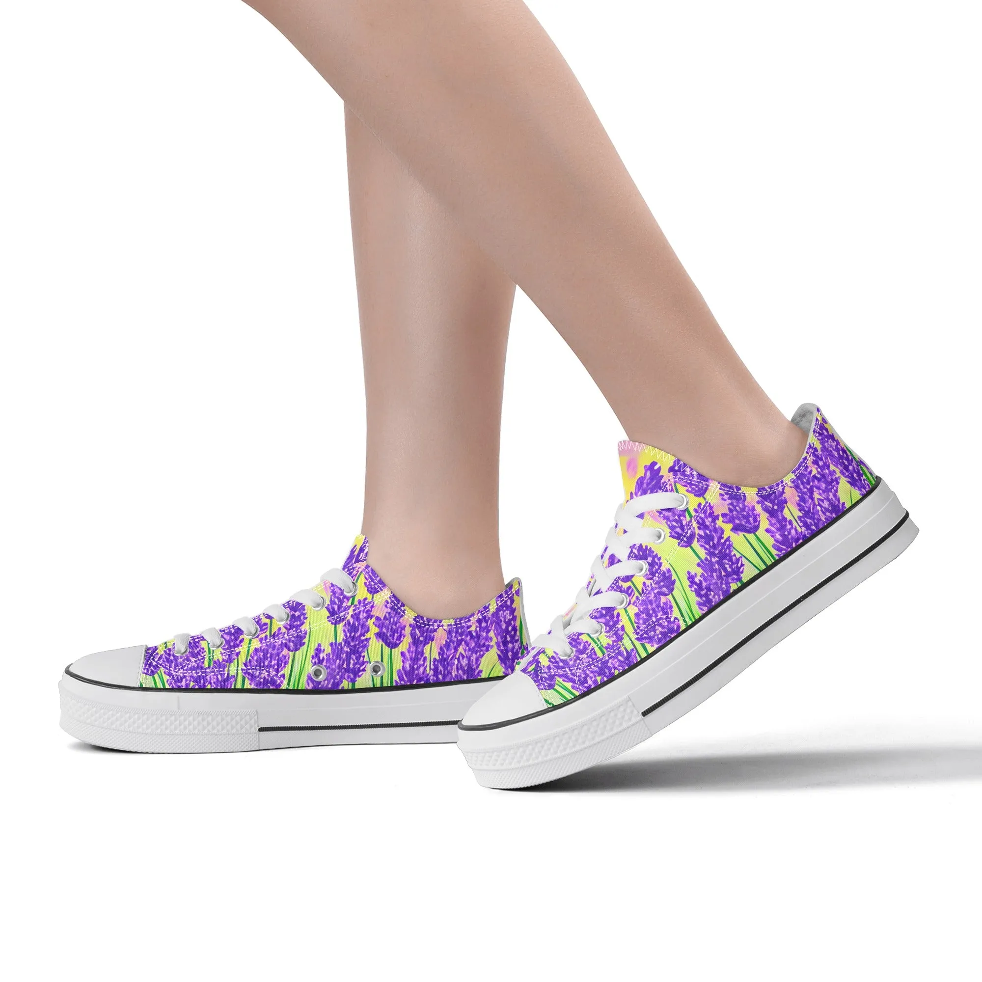 Lavender Womens Low Top Shoes, Garden Classic Canvas Converse Sneakers.