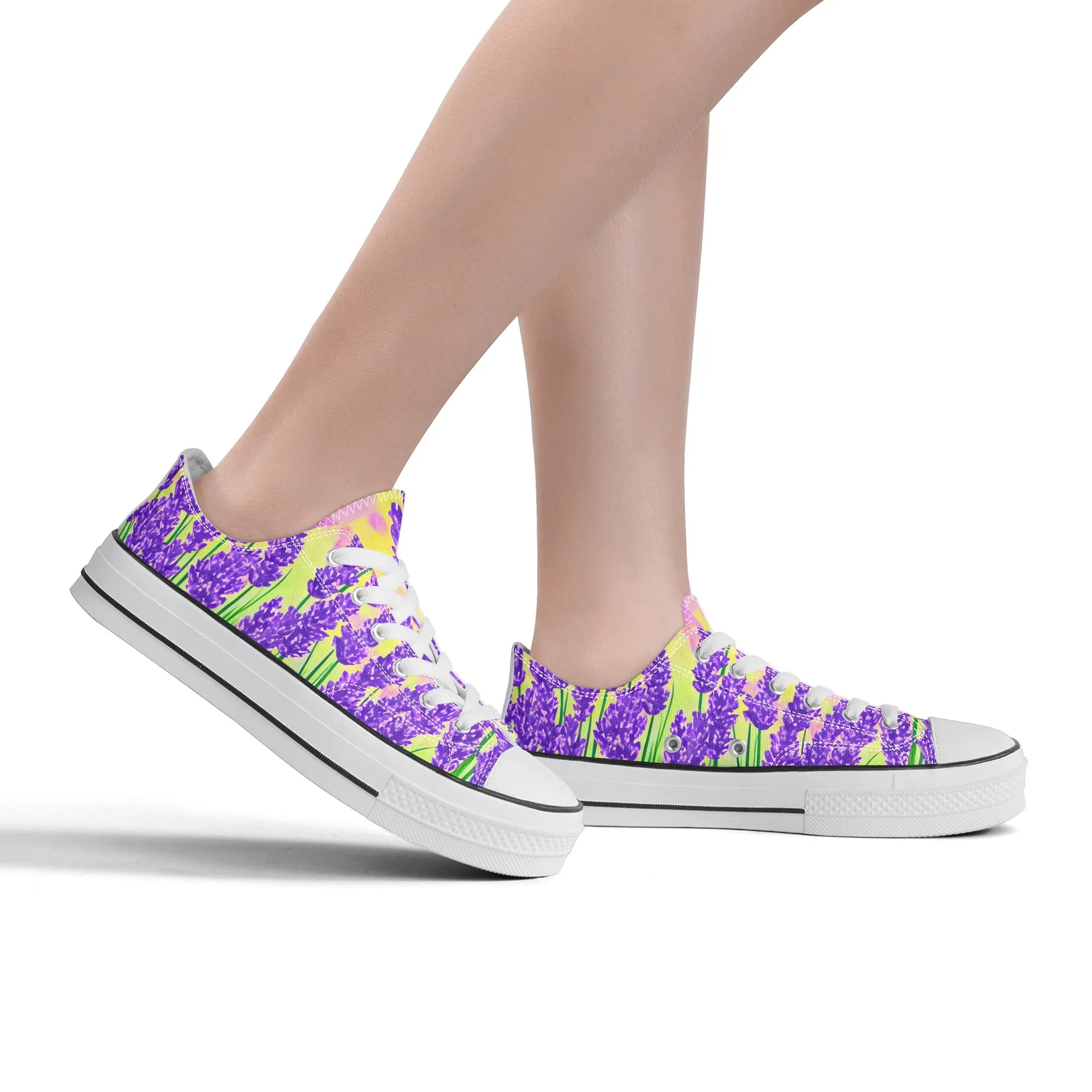 Lavender Womens Low Top Shoes, Garden Classic Canvas Converse Sneakers.