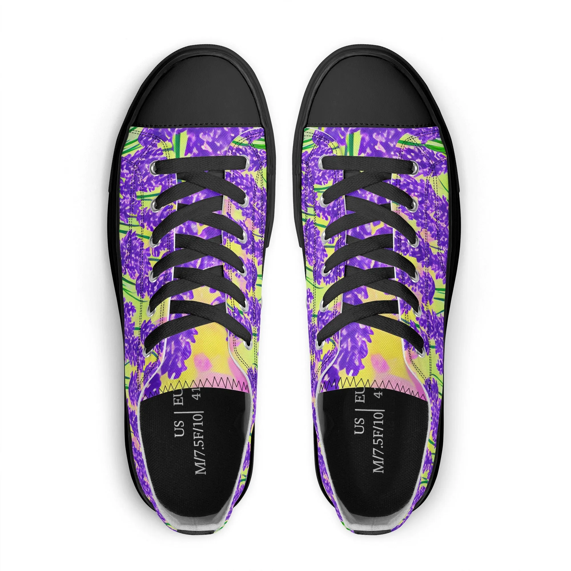 Lavender Womens Low Top Shoes, Garden Classic Canvas Converse Sneakers.