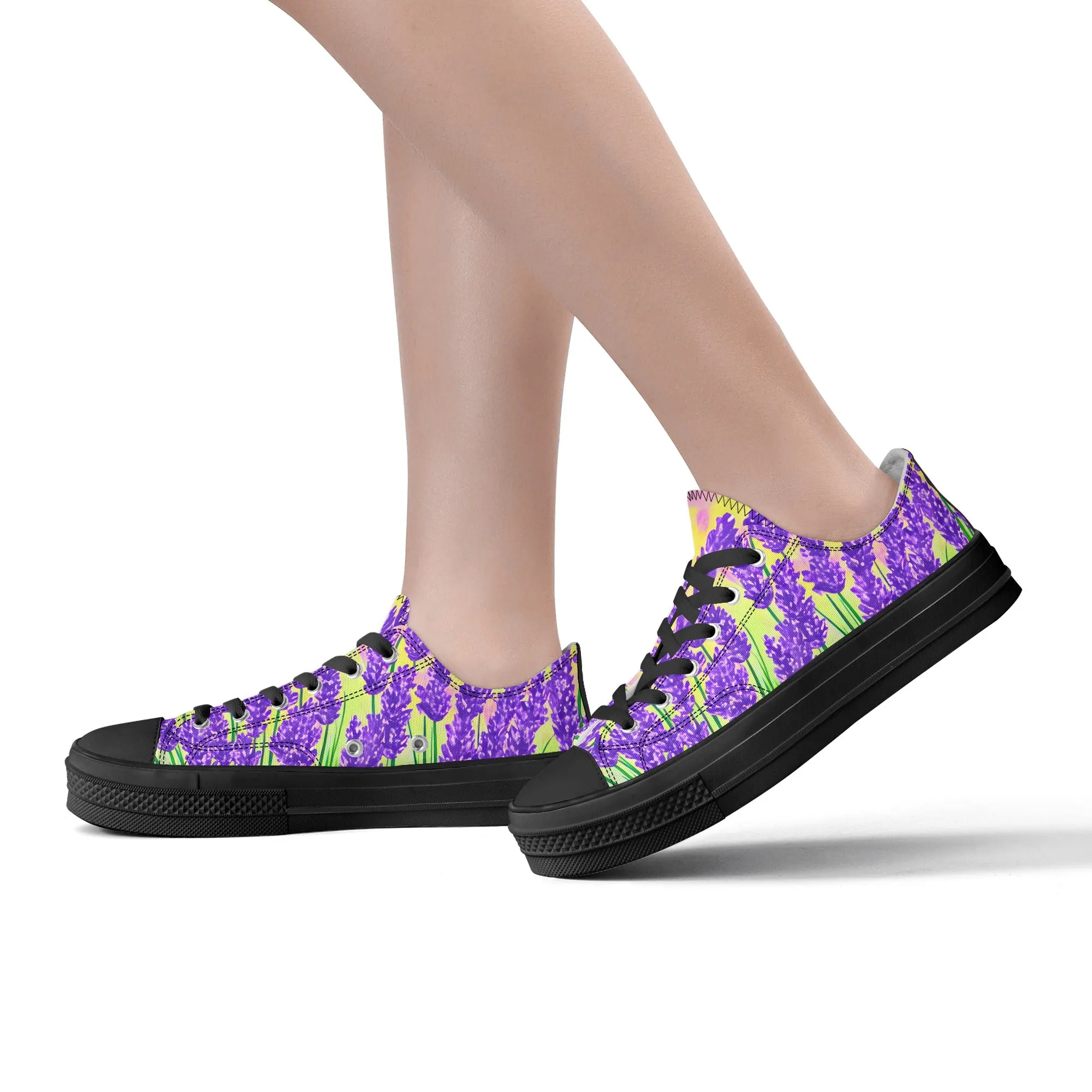 Lavender Womens Low Top Shoes, Garden Classic Canvas Converse Sneakers.