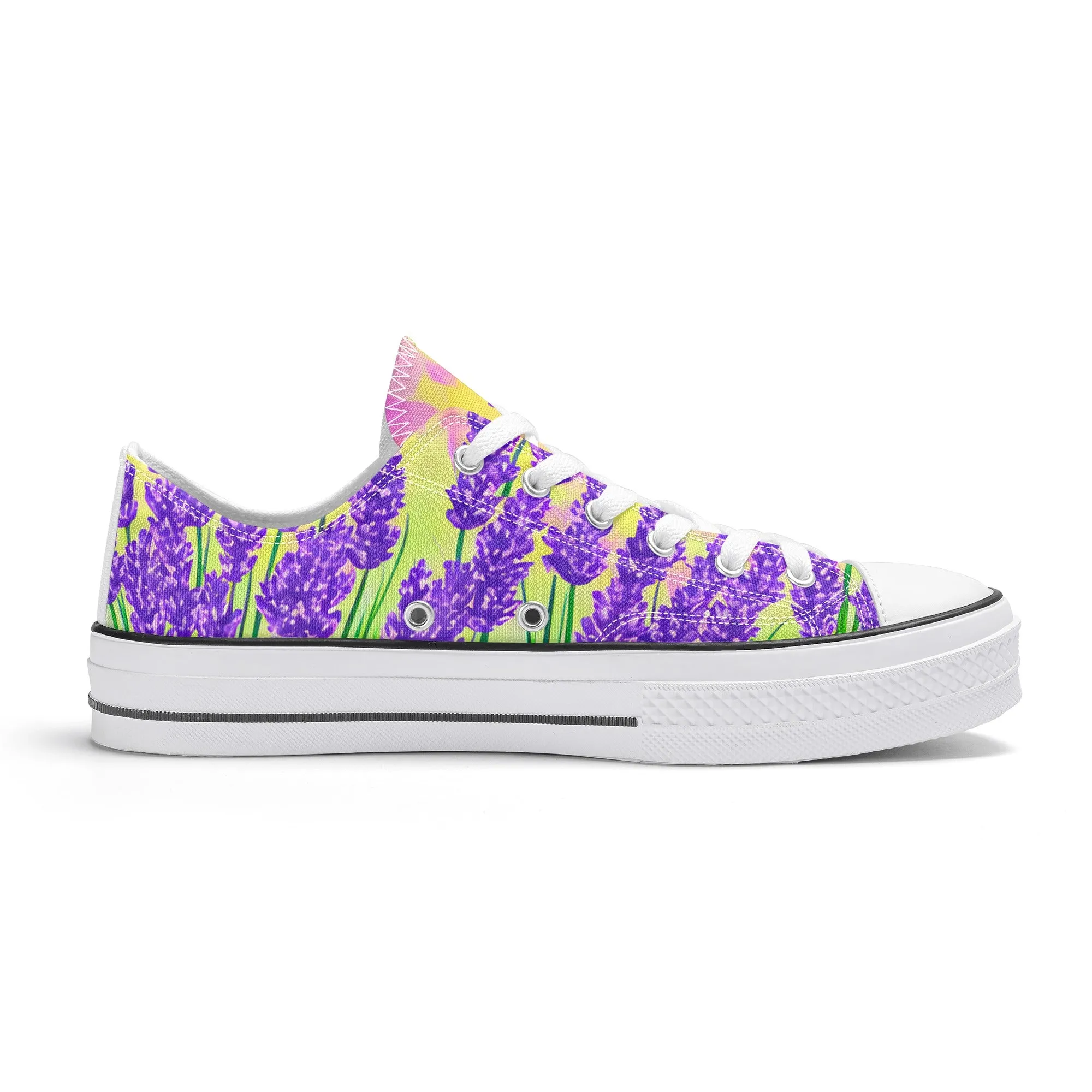 Lavender Womens Low Top Shoes, Garden Classic Canvas Converse Sneakers.