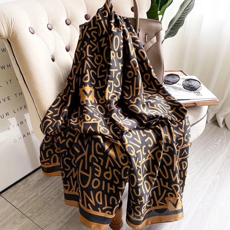 Luxury Brand 2022 Silk Scarf Women Large Shawls Pashmina Hijab Foulard Echarpe Design Print Lady Beach Stole Head Scarves