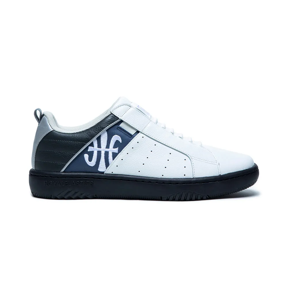 Men's Icon 2.0 White Black Blue Logo Leather Sneakers 06521-058