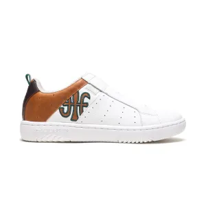 Men's Icon 2.0 White Brown Green Logo Leather Sneakers 06542-074