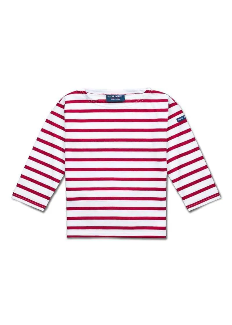 MINQUIERS KIDS - Authentic Breton Shirt for Kids in Soft Cotton (WHITE / RED)