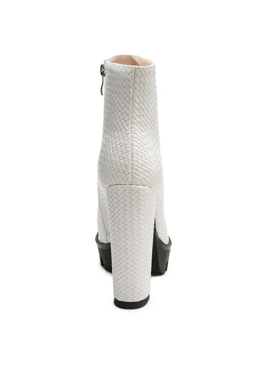 Moleski Solid Textured Block Heeled Boot