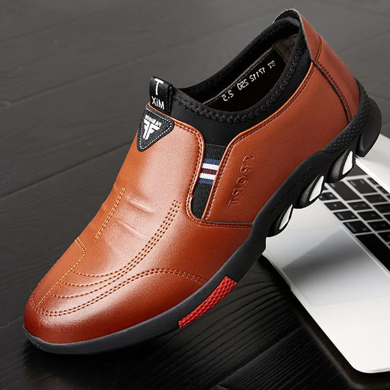 New Style Casual Leather Shoes Men's Breathable Board Shoes Soft Leather Casual Shoes