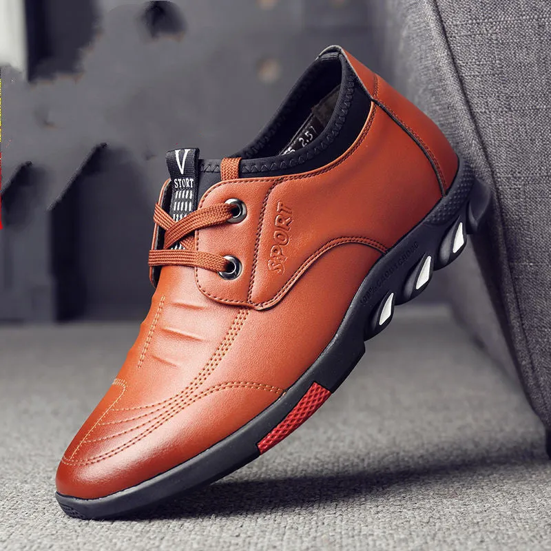 New Style Casual Leather Shoes Men's Breathable Board Shoes Soft Leather Casual Shoes