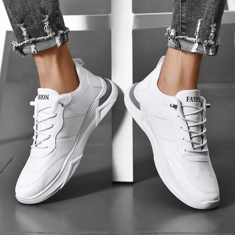 Sneakers Leather Round Toe Fashion Shoes For Men