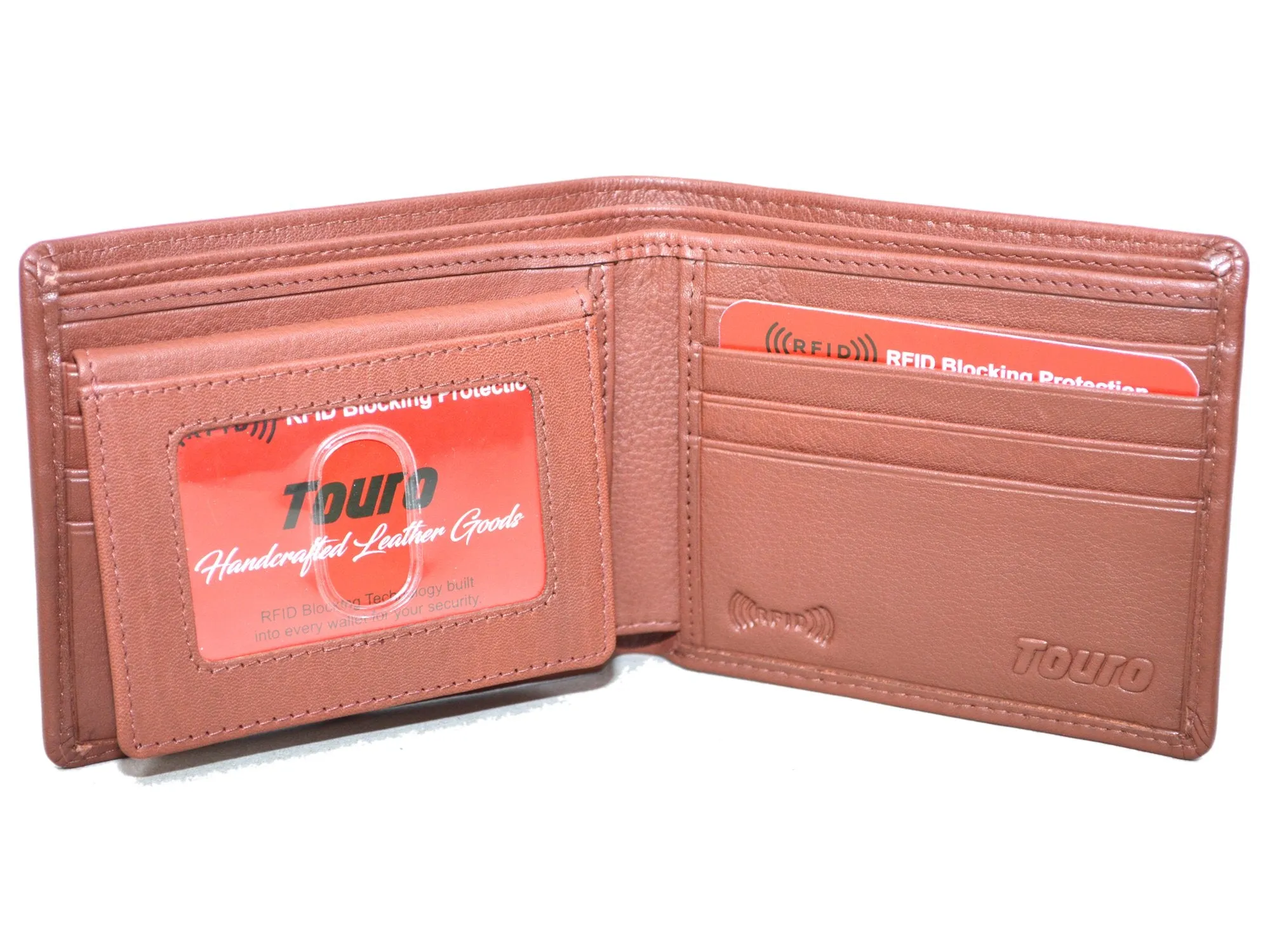 Touro Signature Leather Wallets Pebble Grain Flip ID Wallet