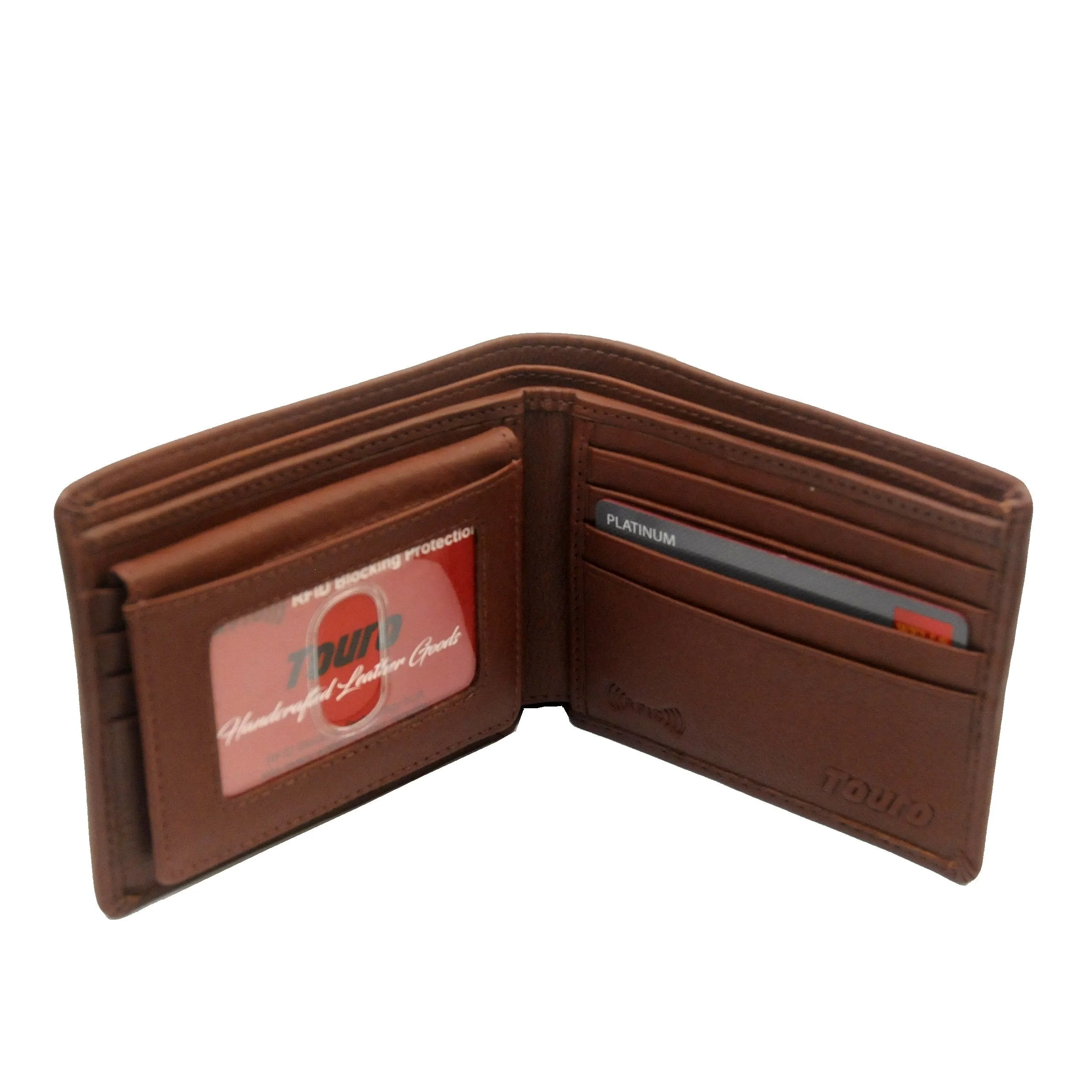 Touro Signature Leather Wallets Pebble Grain Flip ID Wallet