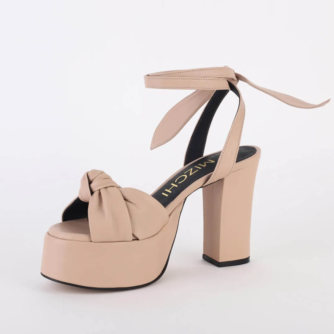 *UK size 3 - TYRA RIBBON- silver Leather, 10/4cm heels