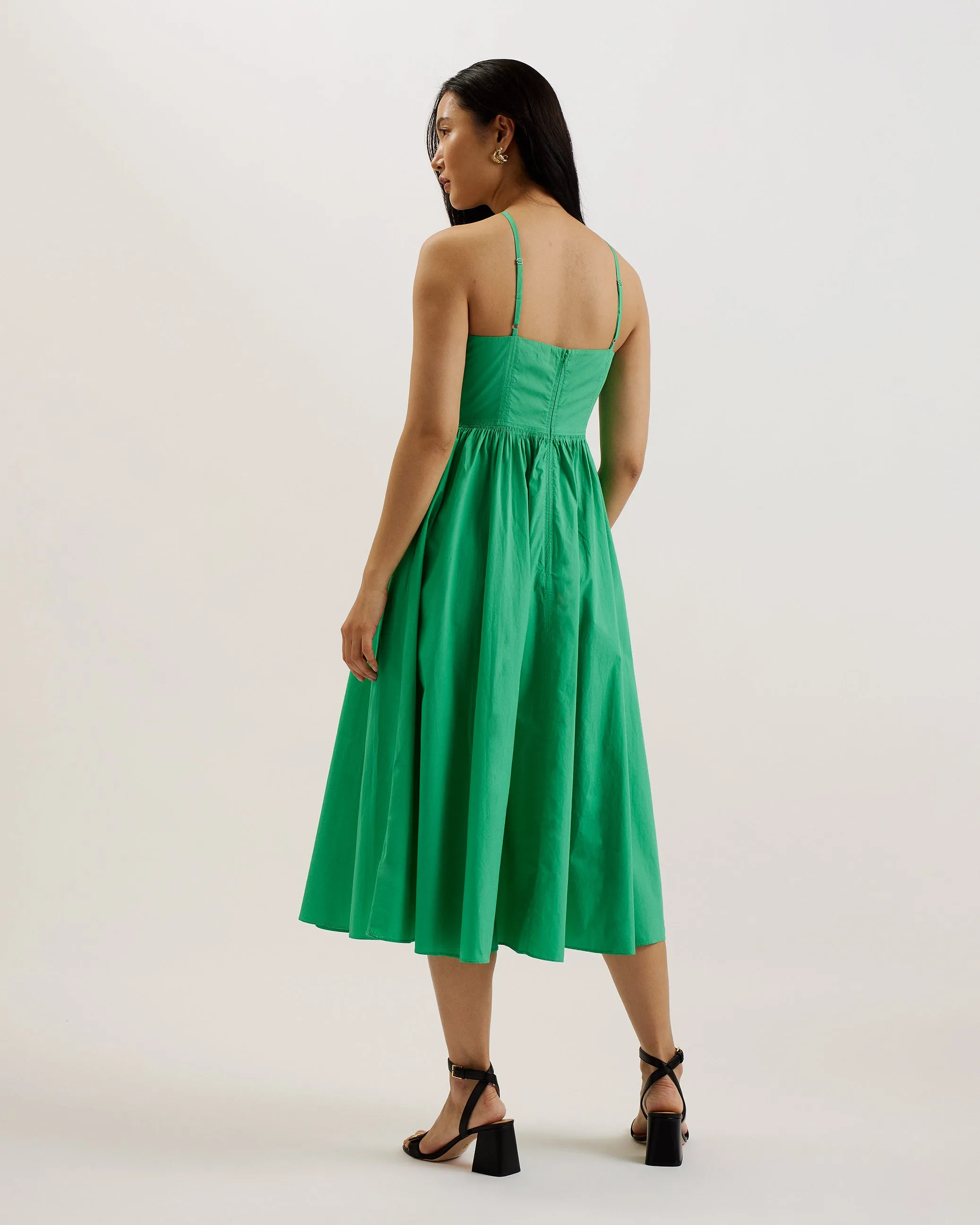 Vari Halterneck A-Line Midi Dress Green