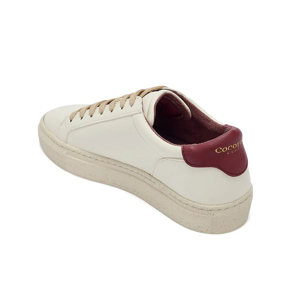 Vegan Kew - White & Bordeaux Cactus Leather Trainers