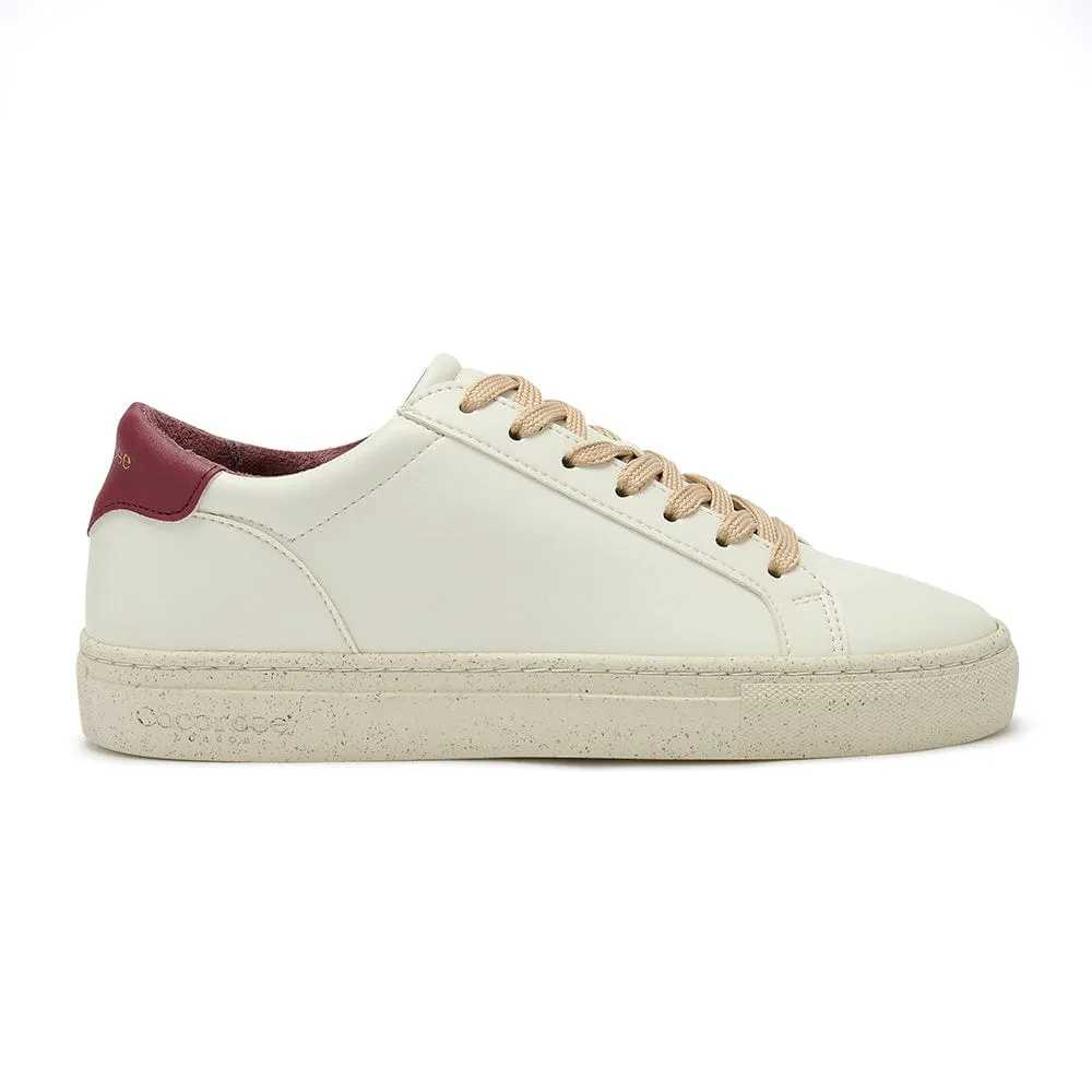 Vegan Kew - White & Bordeaux Cactus Leather Trainers