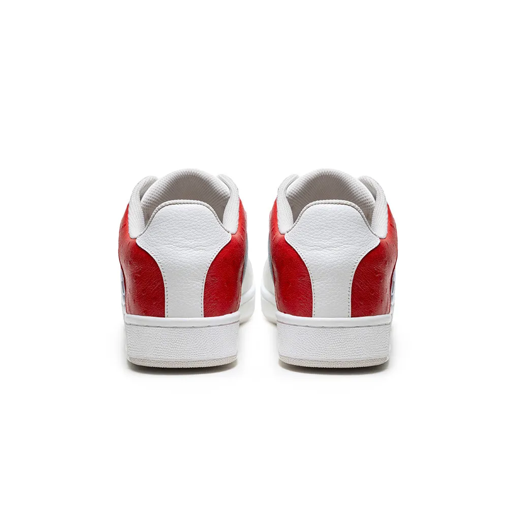 Women's Icon OG White Blue Red Logo Leather Sneakers 91943-051