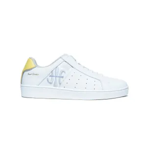 Women's Icon White Yellow Logo Leather Sneakers 91913-083