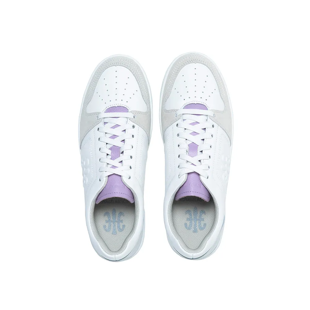 Women's Maker White Purple Gray Logo Leather Sneakers 98214-086