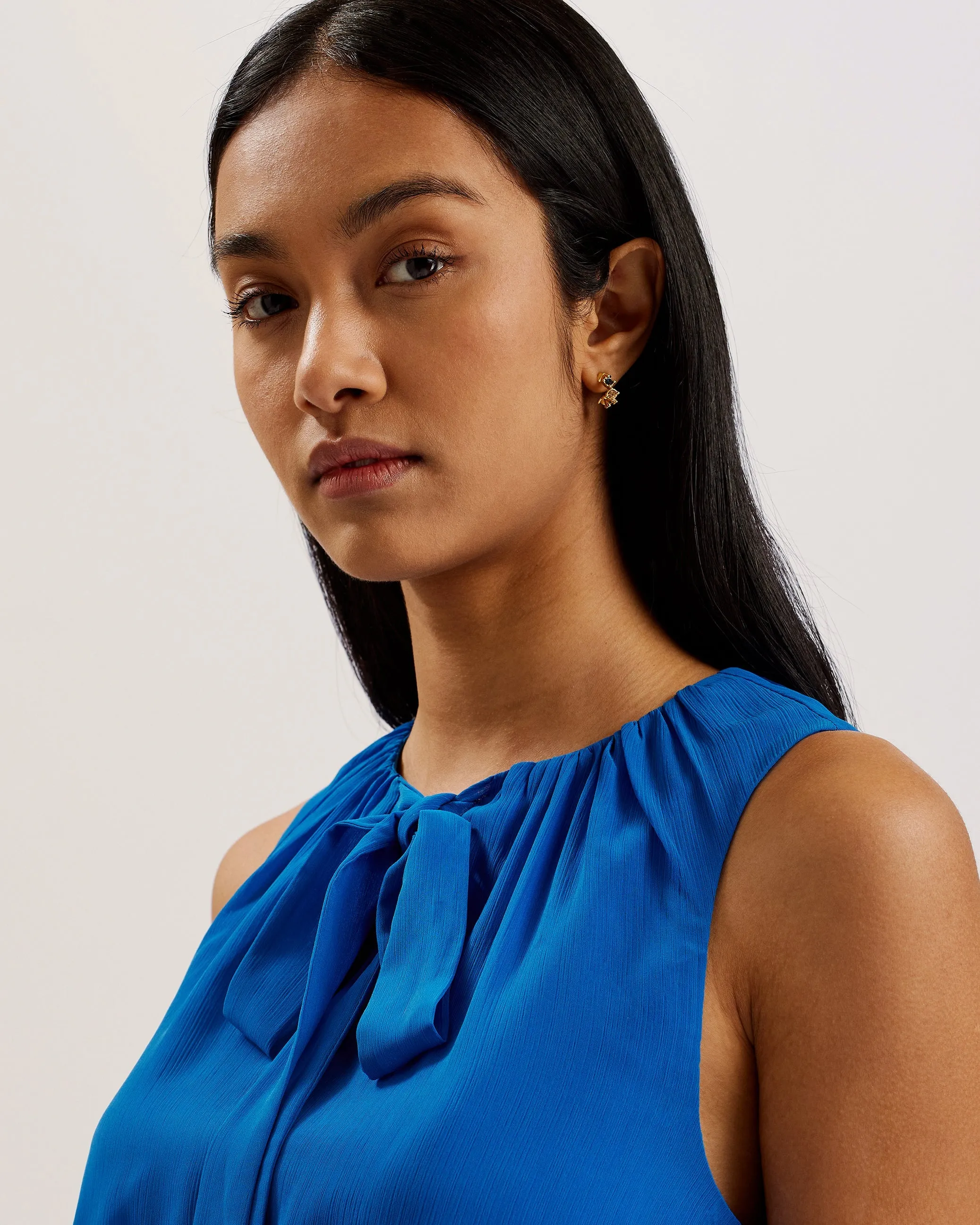 Zandaa Asymmetric Tiered Mini Dress Blue